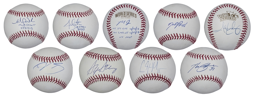 Lot of 9 Current MLB Star Pitchers Single Signed Baseballs (PSA/DNA, Fanatics, MLB Authenticated)